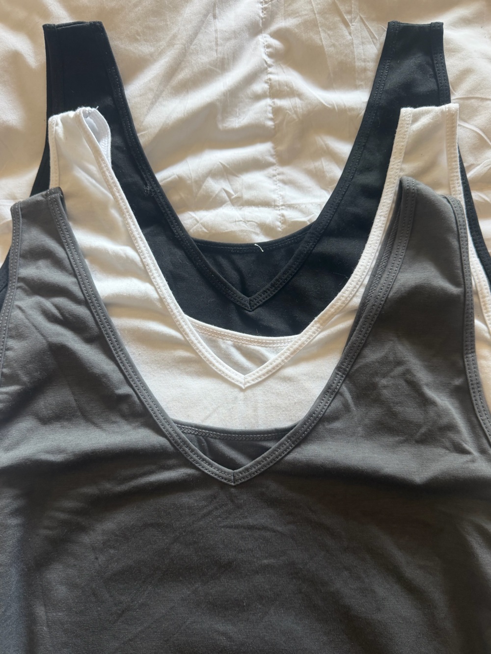 NWT | 3-Pack Basic Tank Tops - Black, White, Charcoal